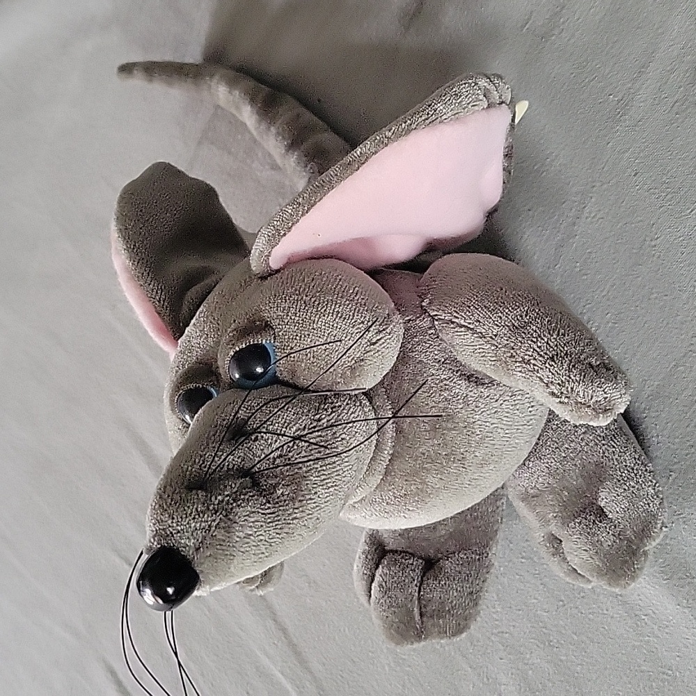 Snuggables heart line grey mouse vintage plush